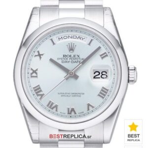 Rolex Day-Date Ice Blue Dial Roman Markers 18k White Gold
