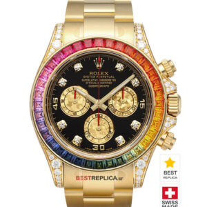 Rolex Cosmograph Daytona Rainbow Bezel Diamond Markers 18k Gold