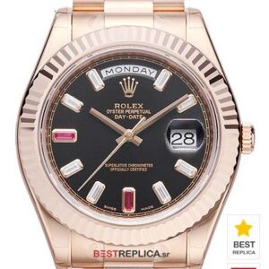 Rolex Day-Date II 41mm 18k Rose Gold Black Dial Glazier Sticks