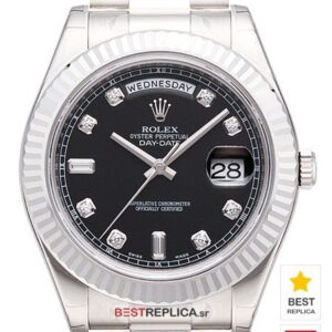 Rolex Day-Date II Black Dial Diamond Markers